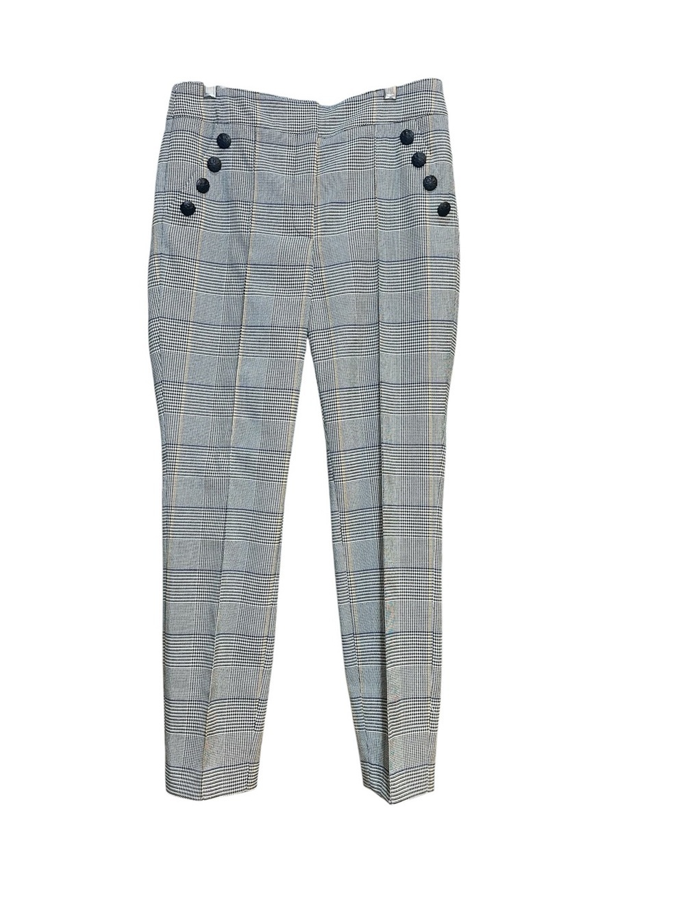 Veronica Beard Houndstooth Plaid Plants High Waisted Double Breasted